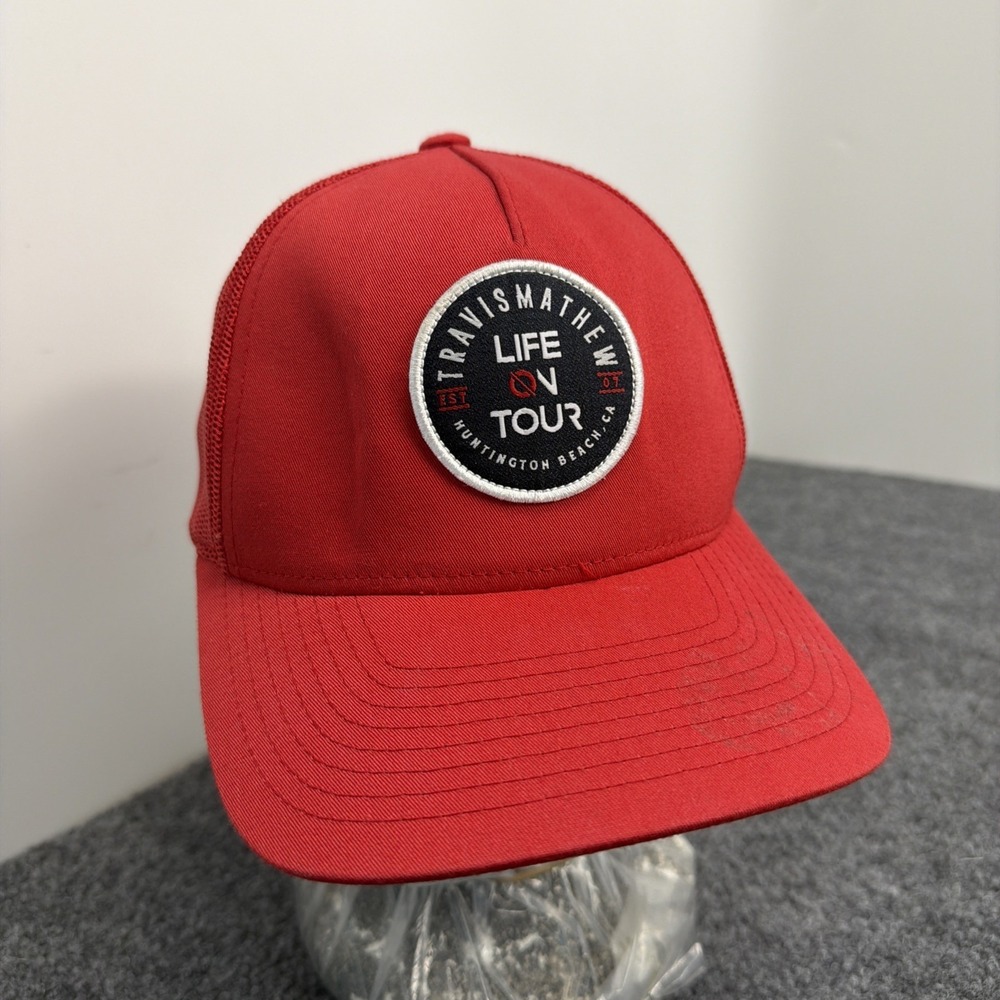 Travis Mathew Hat‎ Adult One Size Red Golf Mesh Snapback Life On Tour California